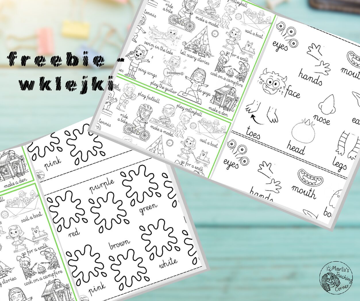 FREEBIE – Wklejki do zeszytu: BODY, ACTIVITIES & COLOURS (PDF)