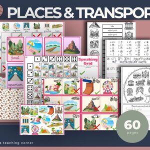 Places and Transport worksheets ESL – karty pracy, flashcards i speaking activities PDF